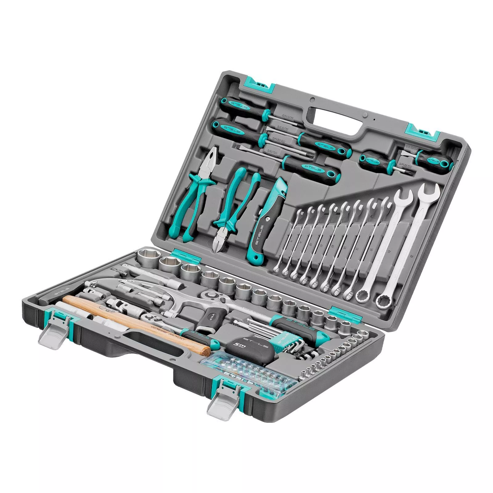 Набор инструментов, 1/2", 1/4", CrV, пластиковый кейс 98 предметов Stels