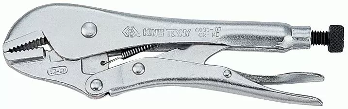 Зажим с фиксатором 185 мм, с прямыми губками KING TONY 6031-07R