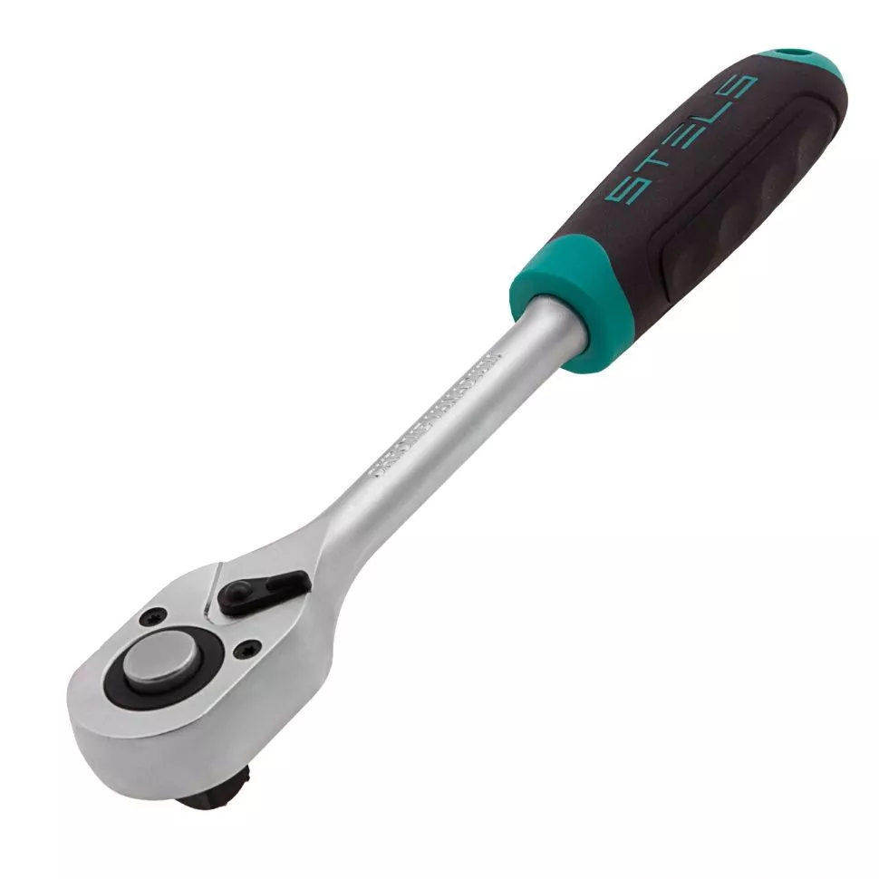Ключ-трещотка 1/2", CrV, 72 зуба, с быстрым сбросом, матовый хром Stels