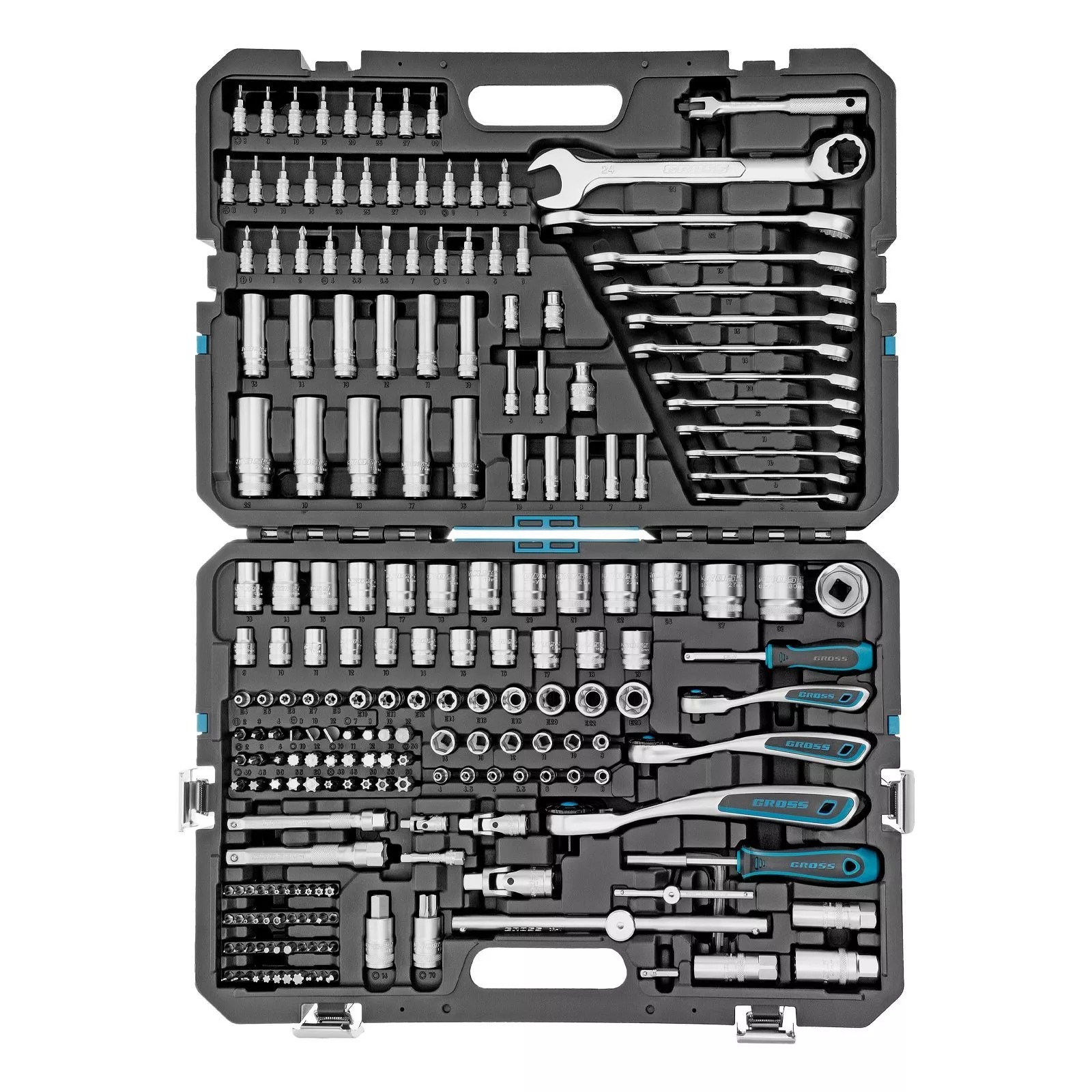 Набор инструментов, 1/2", 3/8", 1/4", CrV, 120 зубьев, 216 предметов Gross