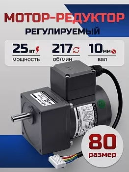 Регулируемый мотор-редуктор 80YT25WGV22H-1/80GK6H 25 Вт 217 об/мин 220 В