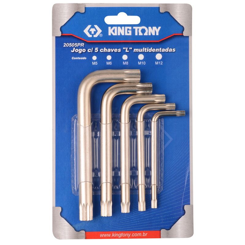 Набор Г-образных Spline, M5-M12, короткие, 5 предметов KING TONY 20505PR01
