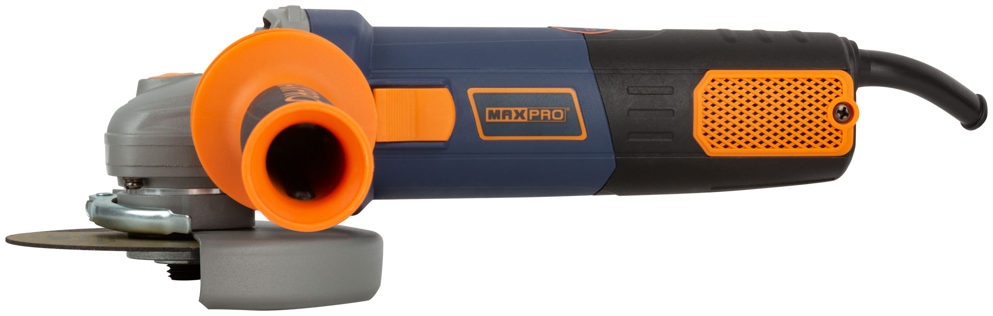 MAX-PRO Шлифмашина угловая 950 Вт; 11000об/мин; быстрозажимной кожух 125мм; антивибрационная ручка; дополнительные щетки; 2,1 кг; кор.
