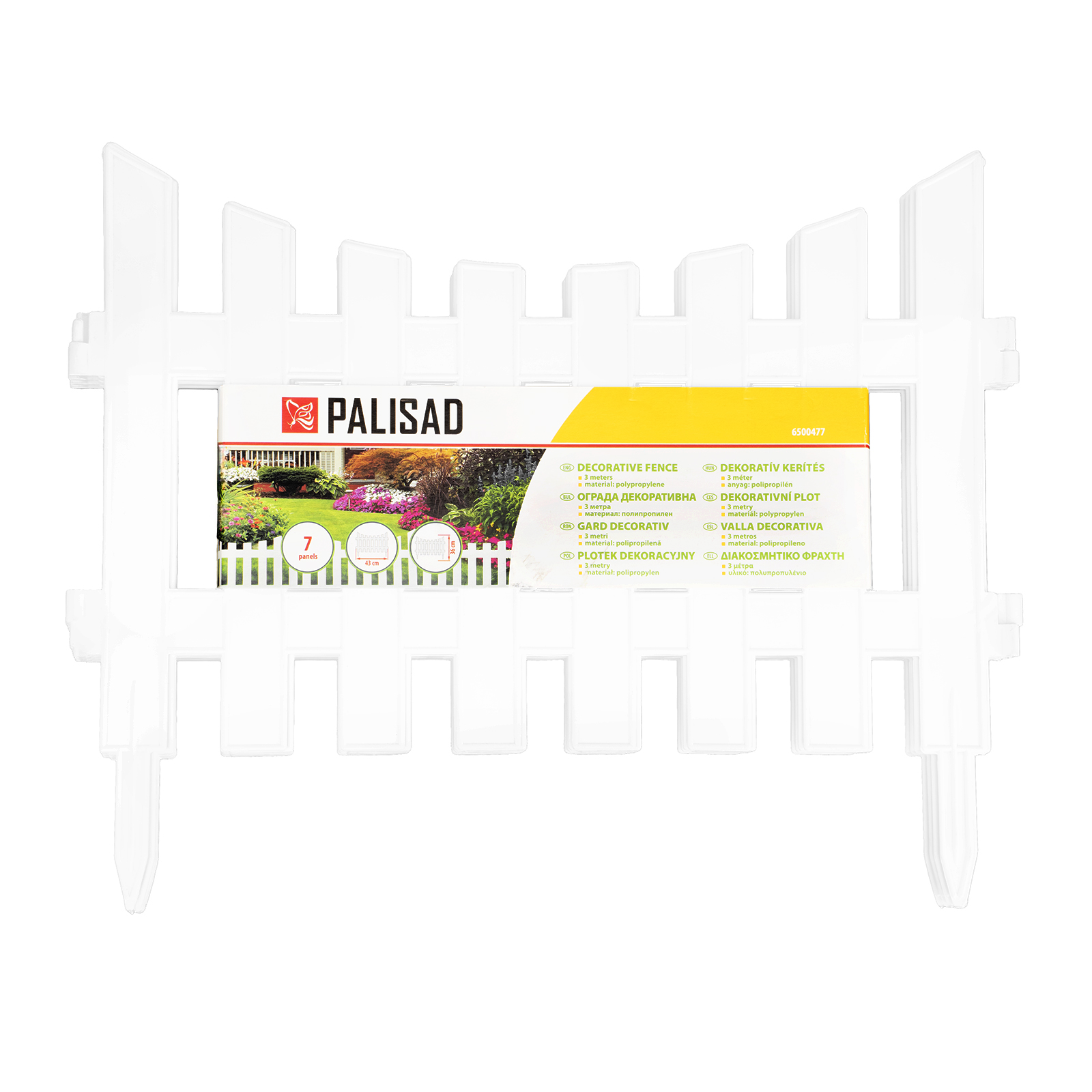 Забор декоративный 36х300 см, белый, Palisad