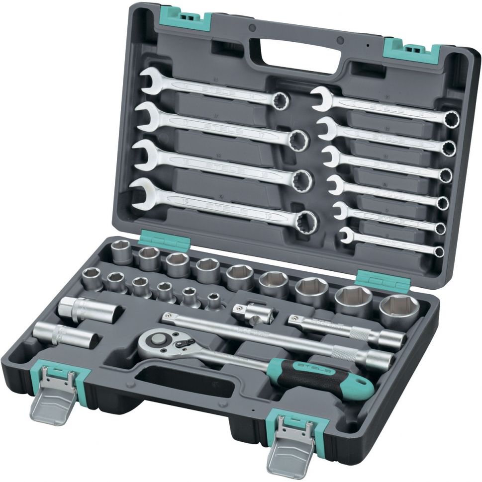 Набор инструментов, 1/2", CrV, пластиковый кейс 31 предмет Stels
