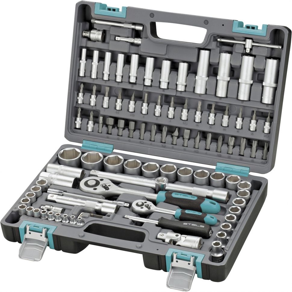 Набор инструментов, 1/2", 1/4", CrV, пластиковый кейс 94 предмета Stels