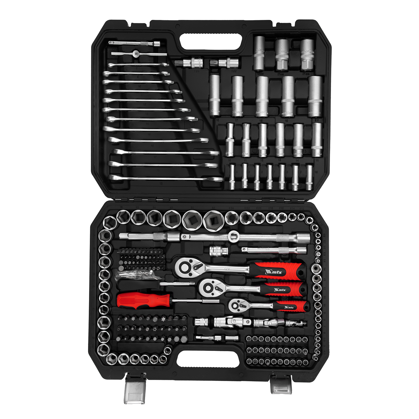 Набор инструментов, 1/2", 3/8", 1/4", пластиковый кейс 215 предметов MTX