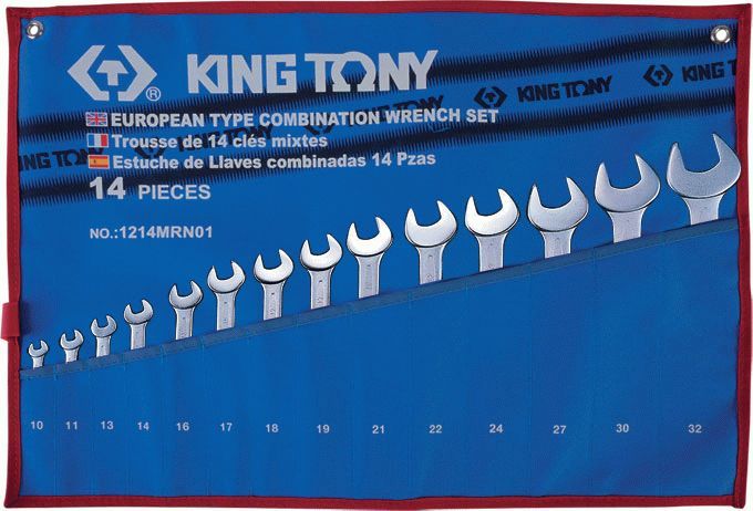 Набор комбинированных ключей, 10-32 мм, чехол из теторона, 14 предметов KING TONY 1214MRN01