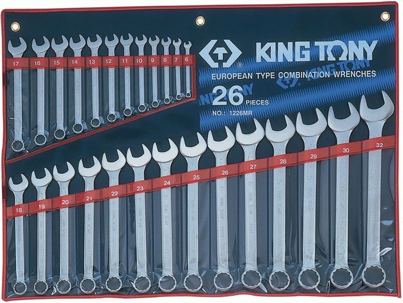 Набор комбинированных ключей, 6-32 мм, 26 предметов KING TONY 1226MR