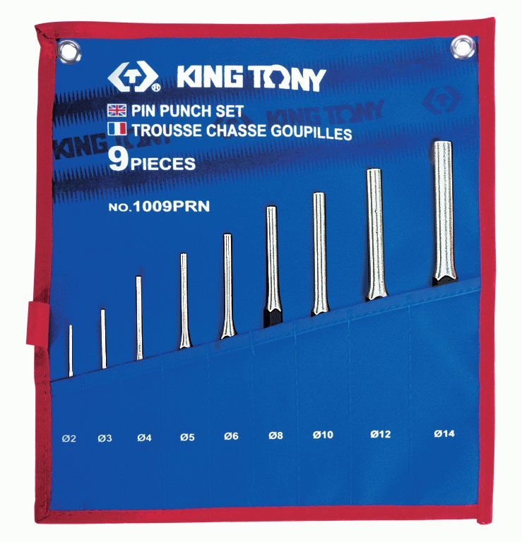 Набор выколоток, чехол из теторона, 9 предметов KING TONY 1009PRN