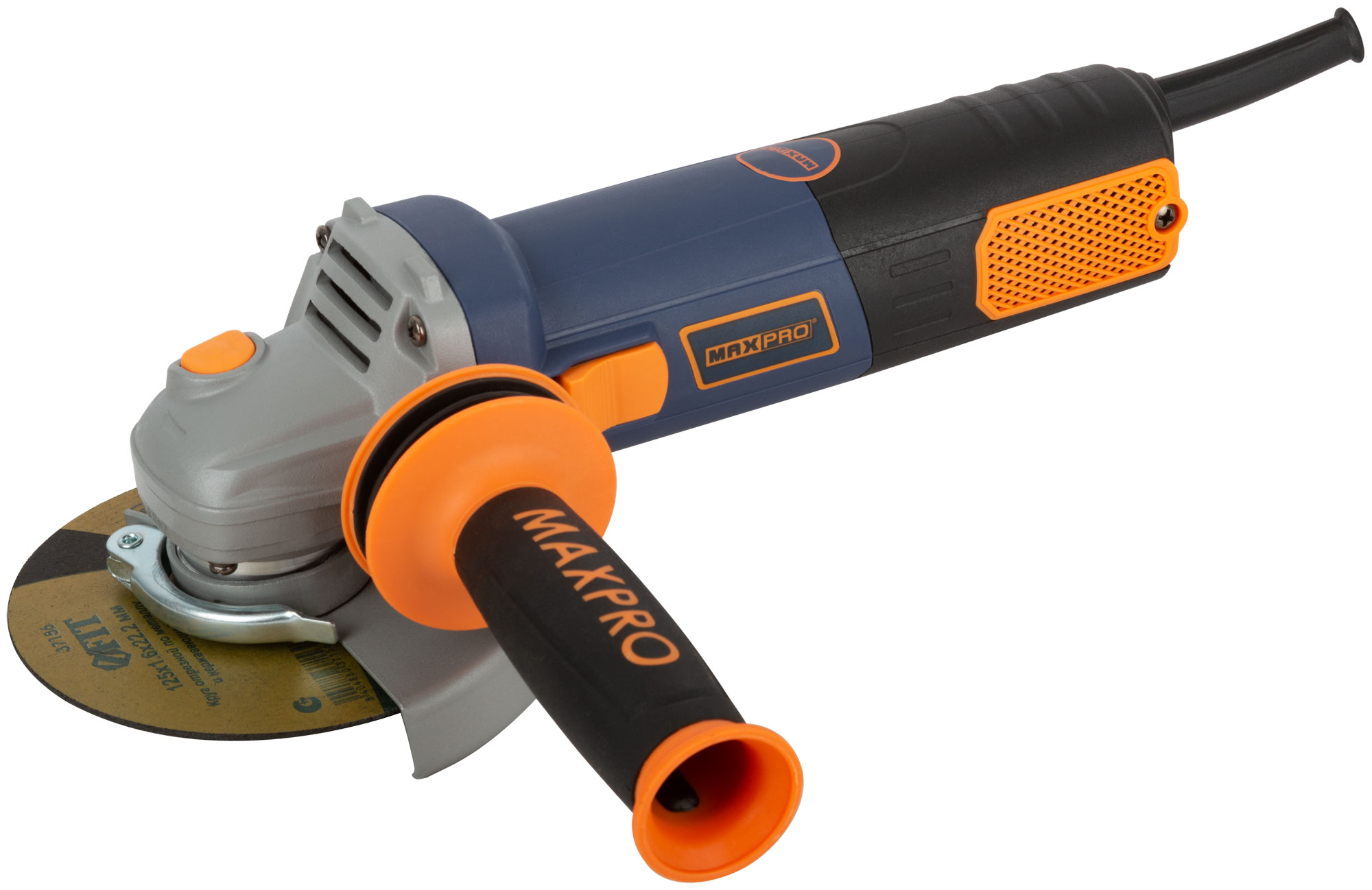 MAX-PRO Шлифмашина угловая 950 Вт; 11000об/мин; быстрозажимной кожух 125мм; антивибрационная ручка; дополнительные щетки; 2,1 кг; кор.