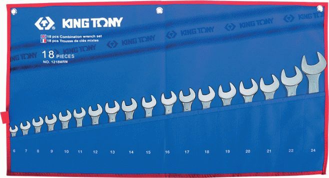 Набор комбинированных ключей, 6-24 мм чехол из теторона, 18 предметов KING TONY 1218MRN